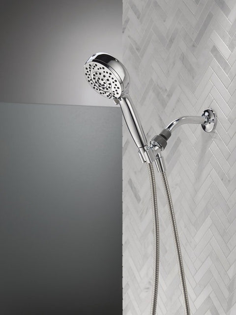 Delta 75719 Hand Shower with Cleaning Spray, 1/2 in Connection, 1.75 gpm, 6-Spray Function, Metal, Chrome, 72 in L Hose