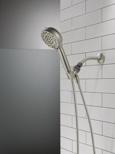 Delta 75719SN Hand Shower with Cleaning Spray, 1/2 in Connection, 1.75 gpm, 6-Spray Function, Metal, 72 in L Hose