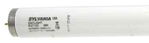 Sylvania S6566 Fluorescent Bulb, 20 W, T12 Lamp, Medium Bi-Pin, G13 Lamp Base, 1075 Lumens, 6500 K Color Temp, Daylight, Pack of 30