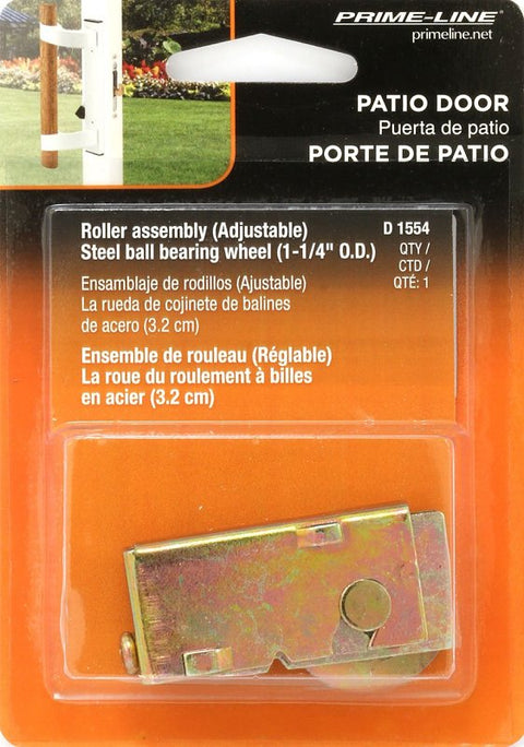 Prime-Line D 1554 Roller Assembly, 2-1/8 in L x 9/16 in W x 1 in H Dimensions, 1-1/4 in Dia Roller, 5/16 in W Roller