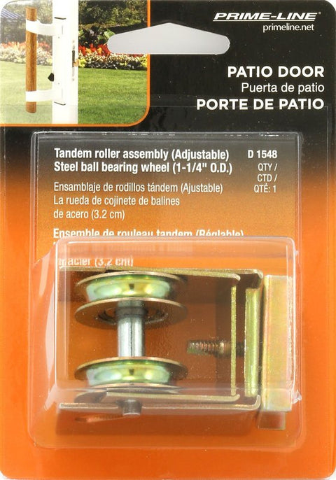 Prime-Line D 1548 Roller Assembly, 2-1/4 in L x 1-9/16 in W x 1-3/16 in H Dimensions, 1-1/4 in Dia Roller, Steel