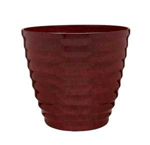 Southern Patio HDR-064749 Planter, 14 in Dia, 11-1/2 in H, Round, Beehive Design, Resin, Red