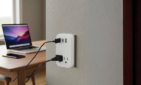 Powerzone ORSUC417 Surge Protector, 15 A, 125 V, 3-USB Port, 2-Outlet, White