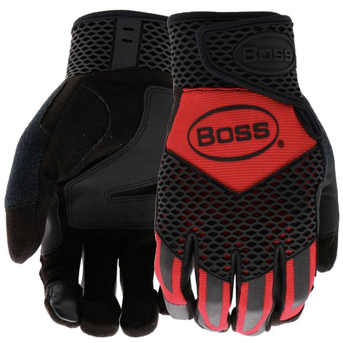 Boss Protect Ax Suede B52061-L Work Gloves, Men's, L, Reinforced, Saddle Thumb, Hook and Loop Wrist, Slip-On Cuff