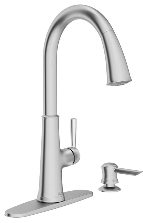 American Standard Maven 9319300.075 Series Pull-Down Kitchen Faucet with Soap Dispenser, 8-5/8 in, Stainless Steel