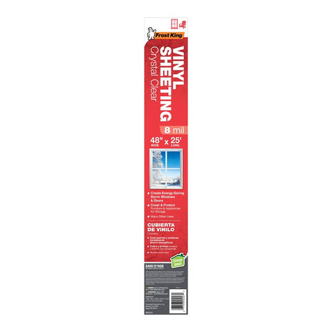 Frost King V4825/8 Sheet, 48 in W, 8 mil Thick, Vinyl, Crystal Clear