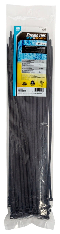Gardner Bender Xtreme 46-314UVBFZ Cable Tie, Nylon, Black