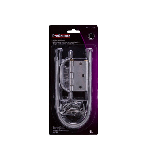 ProSource LR-115-PS Hinge Set, Galvanized Steel, Sliver, Galvanizes, 22-Piece, For: Wood Screen Doors