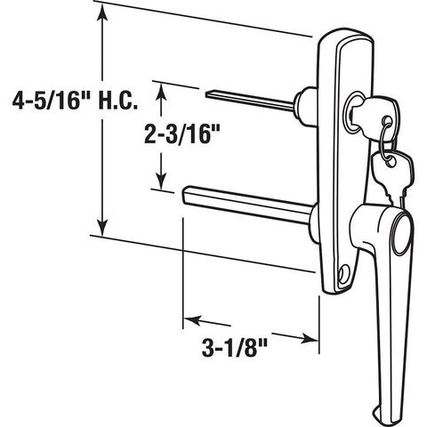 Prime-Line GD 52147 L-Handle and Locking Unit, 5/16 in L Shaft, Chrome
