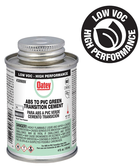 Oatey 3090035V Medium-Bodied Transition Cement, 4 oz Can, Liquid, Green