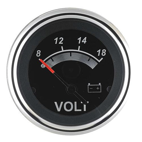Sierra 67019P Black Sterling Series 2″ Stainless Steel 8-18 VDC Dial Range Voltmeter Gauge