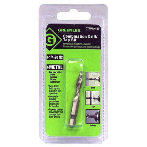 Greenlee High Speed Steel Hex 1/4 in. Dia. Drill and Tap Bit 1 pc.