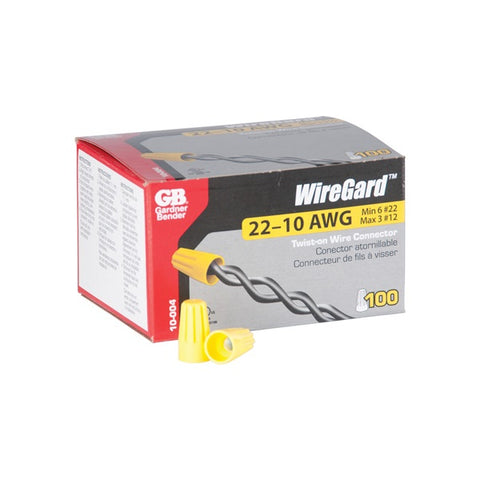 WireGard 10-004 Twist-On Wire Connector, 22 - 10 AWG, 300 V, 600 V, Thermoplastic, Yellow