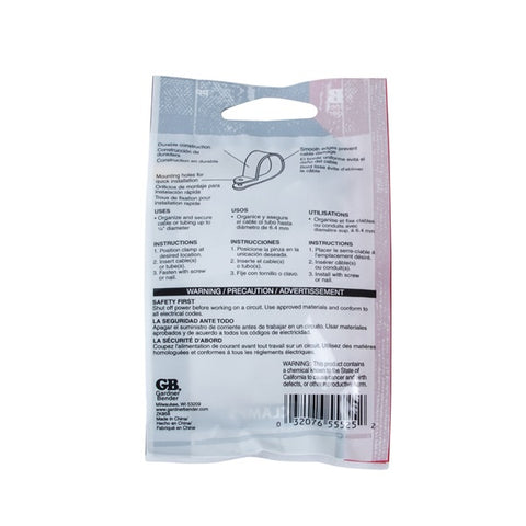 Gardner Bender 1/4 in. Dia. Plastic Cable Clamp 18 pk