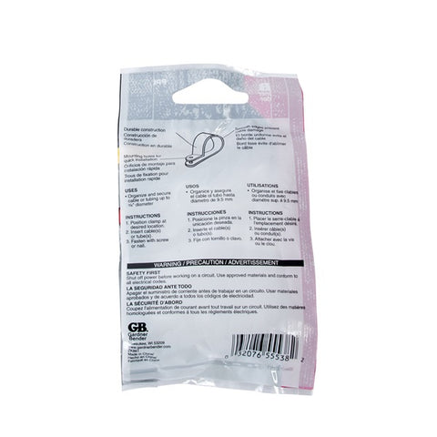 Gardner Bender 3/8 in. Dia. Plastic Cable Clamp 15 pk