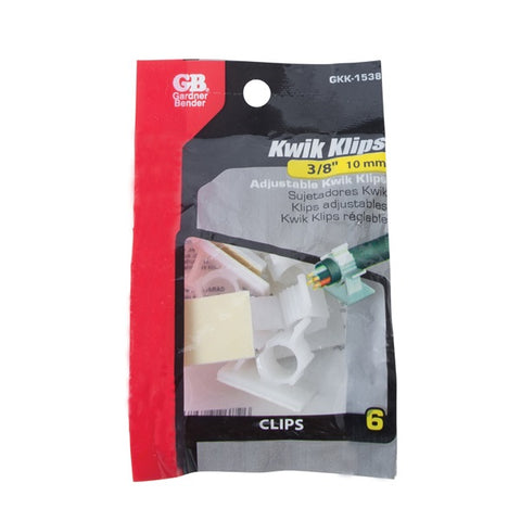 Gardner Bender 3/8 in. Dia. Plastic Kwik Clip 6 pk
