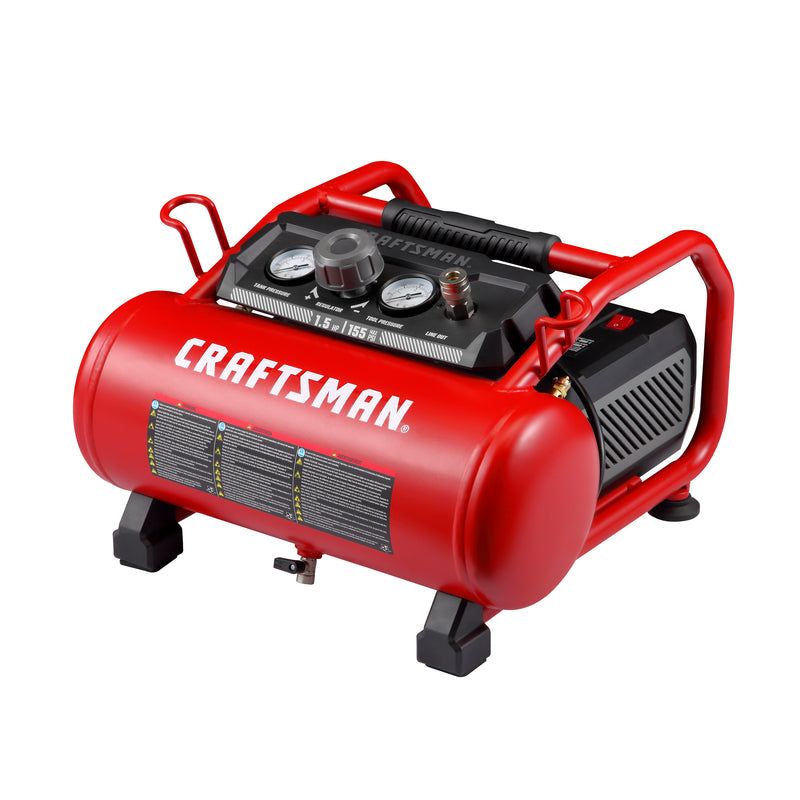 Craftsman 3 gal Horizontal Portable Air Compressor 155 psi 1.5 HP ...