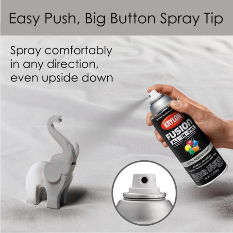 Krylon Fusion All-In-One Satin Pewter Gray Paint+Primer Spray Paint 12 oz, Pack of 6