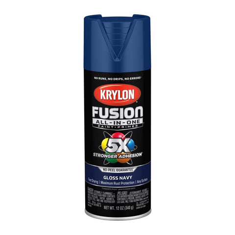 Krylon Fusion All-In-One Gloss Navy Paint+Primer Spray Paint 12 oz, Pack of 6