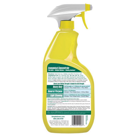 Simple Green 3010001214003 Concentrated All-Purpose Cleaner, 32 oz Bottle, Liquid, Lemon, Yellow
