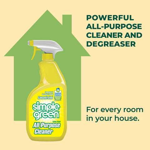 Simple Green 3010001214003 Concentrated All-Purpose Cleaner, 32 oz Bottle, Liquid, Lemon, Yellow