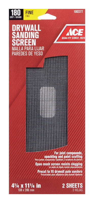 Ace Silicon Carbide Drywall Sanding Screen 11-1/4 in. L 180 Grit Fine 2 pk