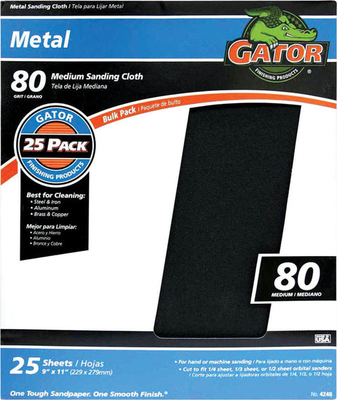 Gator Emory Cloth Sandpaper 11 in. L 80 Grit Medium 1 pc.