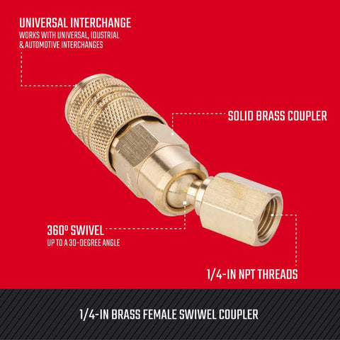 Craftsman Brass Universal Swivel Coupler 1/4 in. Female 1 pc