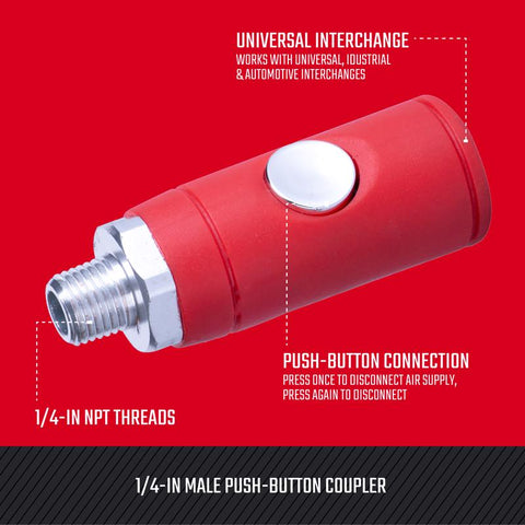 Craftsman Aluminum Push-Button Universal Coupler 1/4 in. Male 1 pc