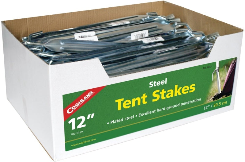 Coghlan's 9813 Tent Stake, 12 in L, 1/4 in W, Steel, Pack of 50 – Shell ...