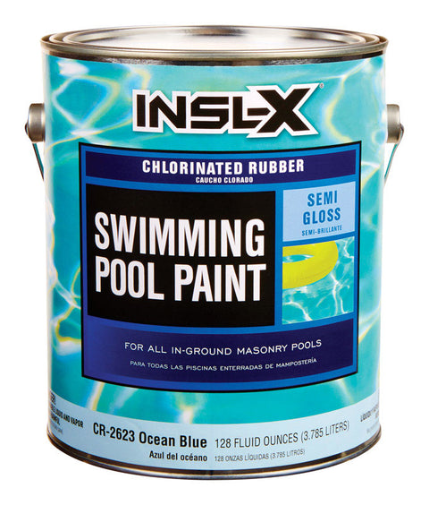 Insl-X Swimming Pool Paint Rubber Based Indoor/Outdoor Semi-Gloss Ocean Blue (Lt) 1 gal. 24 hr.