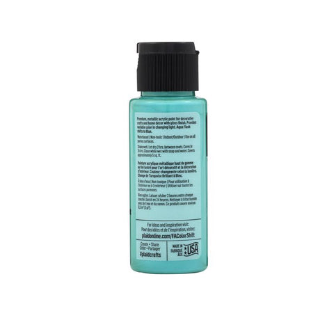 FolkArt Color Shift Metallic Aqua Flash Hobby Paint 2 oz, Pack of 3