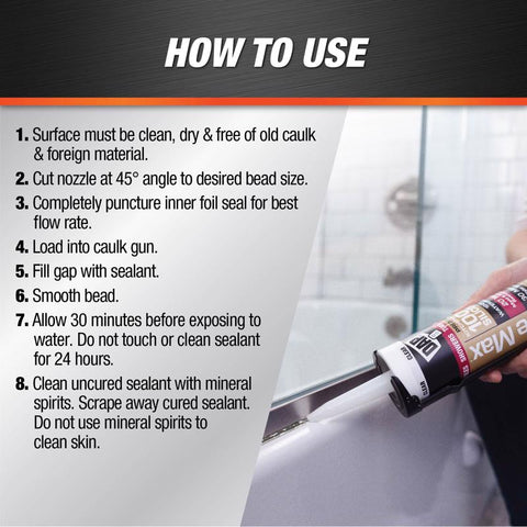 DAP Silicone Max White Silicone Kitchen and Bath Sealant 10.1 oz, Pack of 12