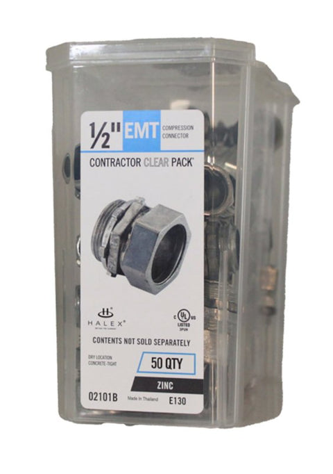 Halex 22210 EMT Connector, 1/2 in Compression, Zinc