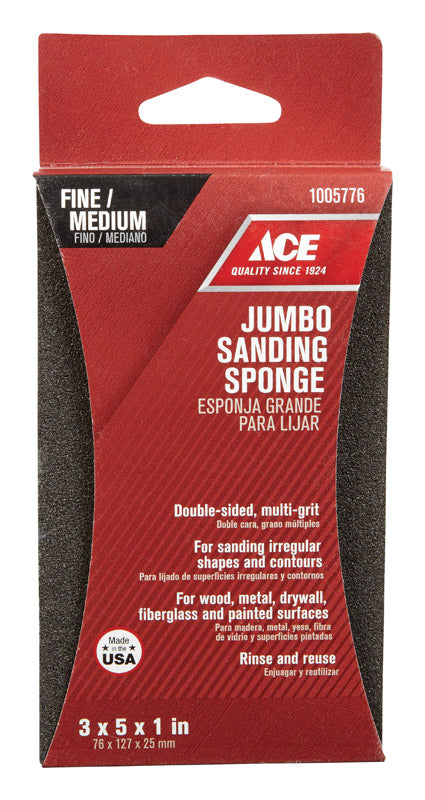 Ace Aluminum Oxide Contour Sanding Sponge 3 in. W x 5 in. L Fine/Medium 120/80 Grit