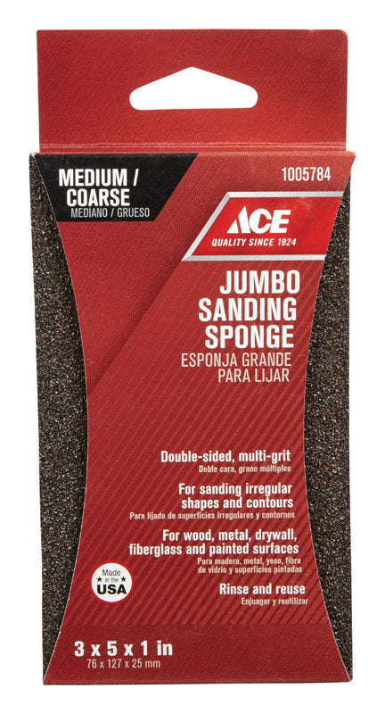 Ace Aluminum Oxide Contour Sanding Sponge 3 in. W x 5 in. L Medium Coarse 60/80 Grit