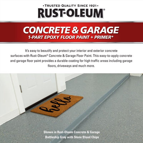 Rust-Oleum Concrete & Garage Satin Deep Tint Base Water-Based Acrylic Concrete Floor Paint 1 gal, Pack of 2