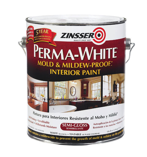 Zinsser Perma-White Interior Acrylic Latex Mold and Mildew-Proof Paint White Semi-Gloss 1 gal