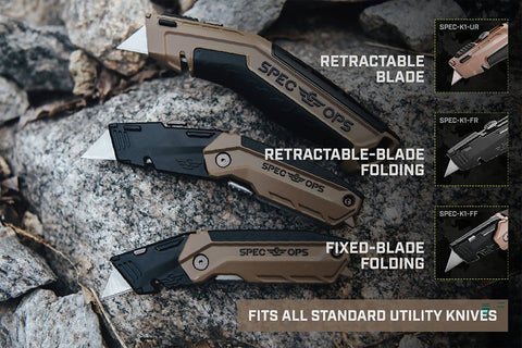 Spec Ops SPEC-K1-BLADE100 Utility Knife Blade, 2.3 in L, HCS, Precision-Honed, Hardened Edge