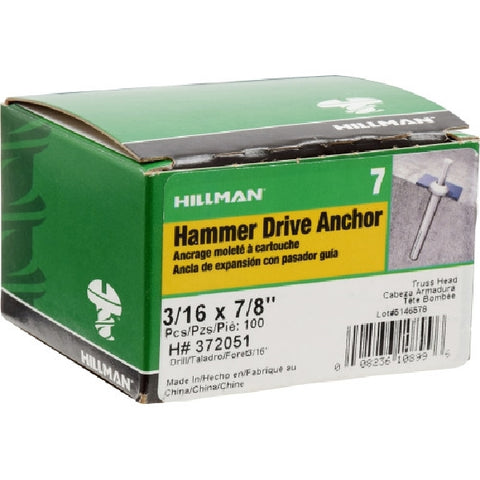 Hillman Hammer Drive Anchor 3/16 in. Dia. x 7/8 in. L 100 pk