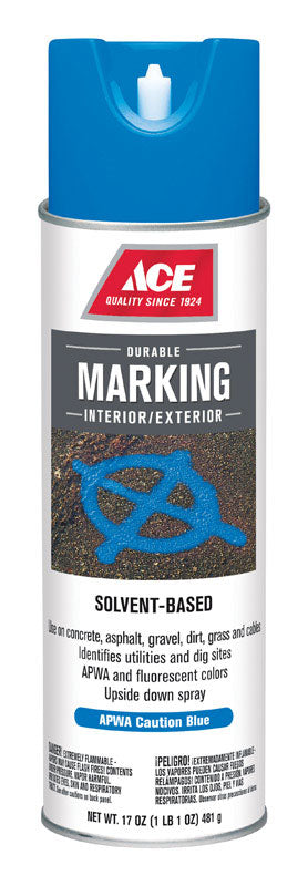Ace Sovent-Based APWA Caution Blue Upside-Down Marking Spray Paint 17 oz.