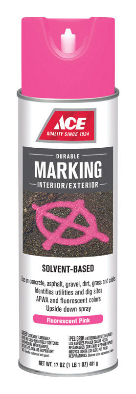 Ace Sovent-Based Fluorescent Pink Upside-Down Marking Spray Paint 17 oz.