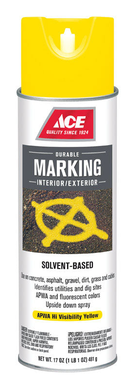 Ace Sovent-Based APWA Hi Visibility Yellow Upside-Down Marking Spray Paint 17 oz.
