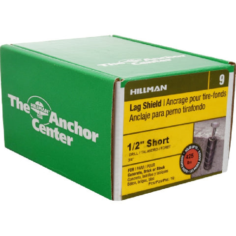 Hillman 1/2 in. Dia. x 2 in. Short in. L Zinc Round Head Ribbed Anchor 10 pk