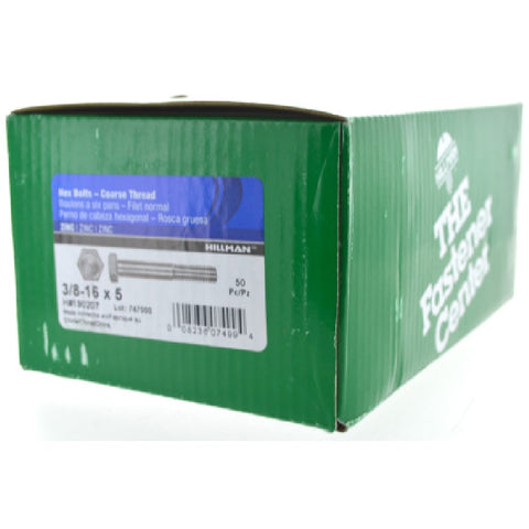 Hillman Hillman Zinc Steel Coarse Hex Bolt 3/8 in. Dia. x 5 in. L 50 box