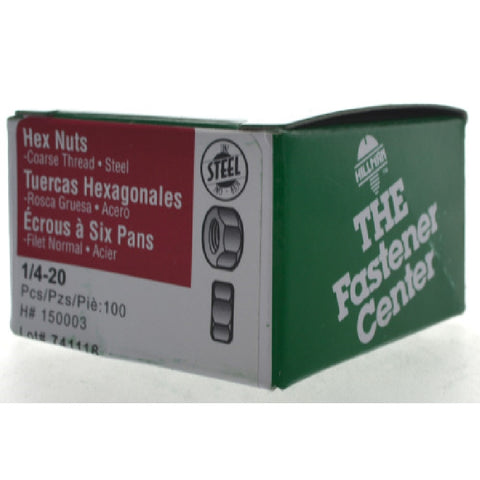 Hillman 1/4 Zinc-Plated Steel SAE Hex Nut 100 pk
