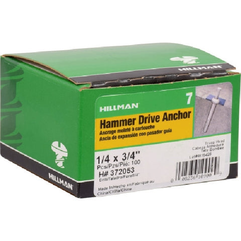 Hillman Hammer Drive Anchor 1/4 in. Dia. x 3/4 in. L 100 pk
