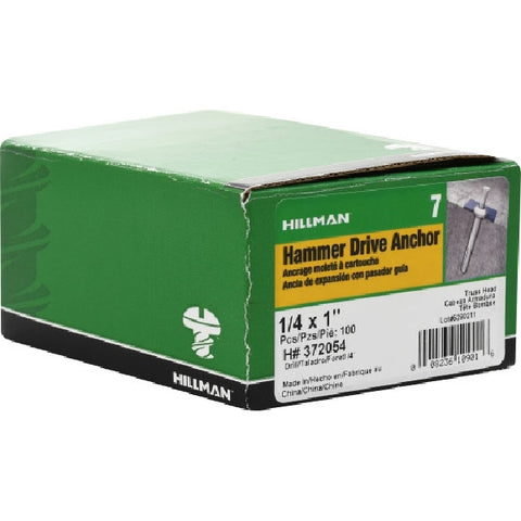 Hillman Hammer Drive Anchor 1/4 in. Dia. x 1 in. L 100 pk