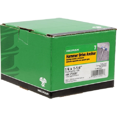 Hillman Hammer Drive Anchor 1/4 in. Dia. x 1-1/4 in. L 100 pk