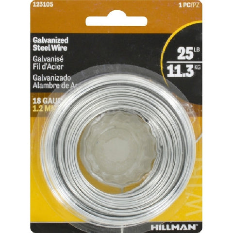 Hillman 18 Ga. 110 ft. L Galvanized Steel 25 lb. Solid Steel Wire